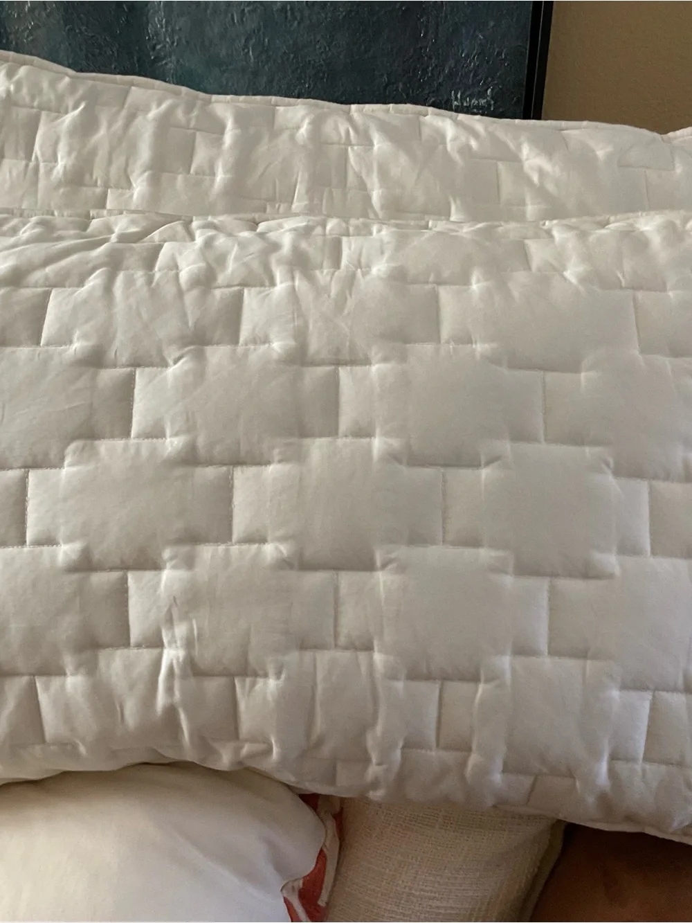 Crate & Barrel Palazzo Ivory Quilted King Set Of 2 Shams Only 20x26”